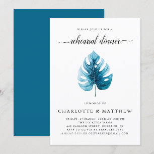 Invitation Dîner de répétition tropicale de l'aquarelle minim