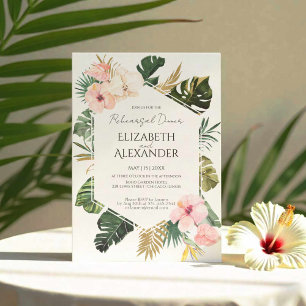 Invitation Dîner de répétition tropicale de l'Hibiscus Feuill