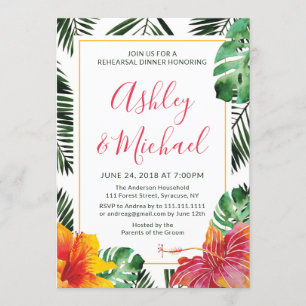 Invitation Dîner de répétition tropicale Luau Hawaiian Invita