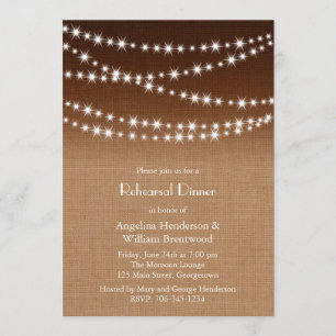 Invitation Dîner de répétition Twinkle Lights sur Burlap ombr