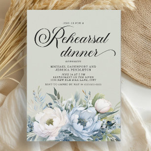 Invitation Dîner de répétition vert Dusty Blue Sage