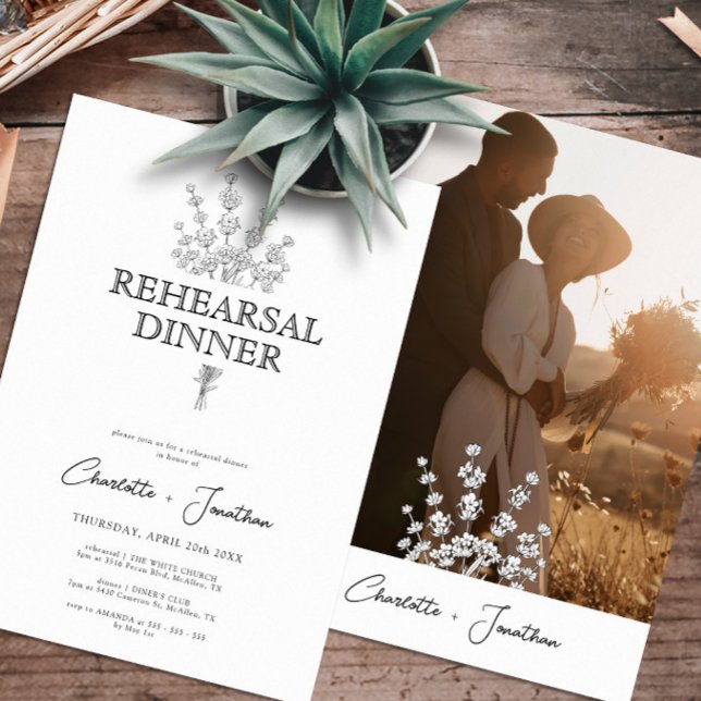 Invitation Dîner de répétition vert et photo moderne (Créateur téléchargé)