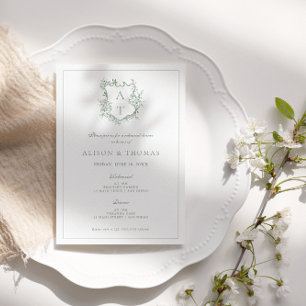 Invitation Dîner de répétition vert sauge Crête formelle