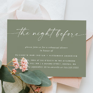 Invitation Dîner de répétition vert sauge poussiéreux minimal
