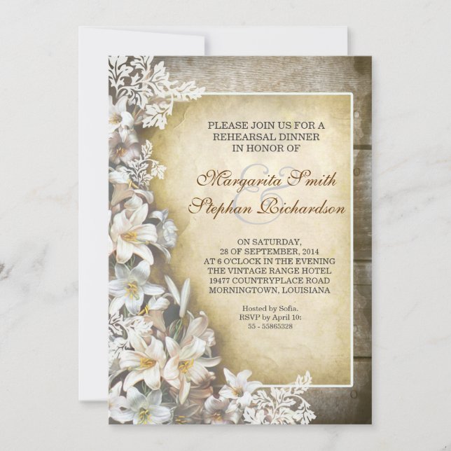 Invitation dîner de répétition victorienne (Devant)