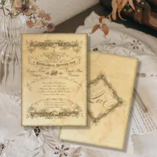 Invitation Dîner de répétition vintage à thé Mariage