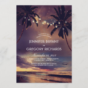 Invitation Dîner de répétition vintage Beach Sunset Palm Ligh