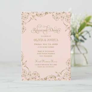 Invitation Dîner de répétition vintage Blush Antique