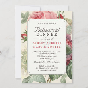 Invitation Dîner de répétition vintage botanique floral