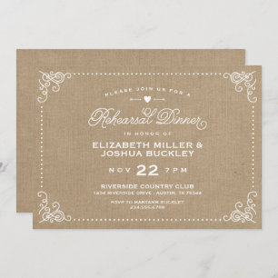 Invitation Dîner de répétition Vintage Burlap