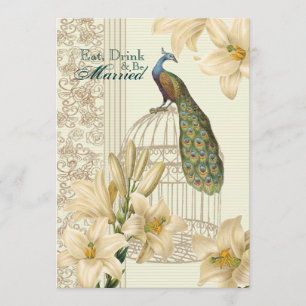 Invitation dîner de répétition Vintage de paon