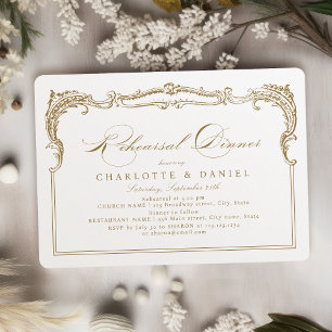 Invitation Dîner de répétition Vintage Gold