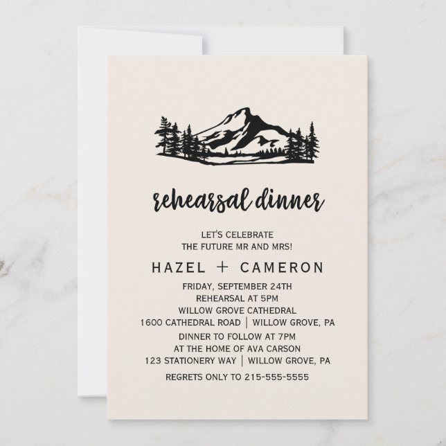 Invitation Dîner de répétition vintage Wilderness (Devant)