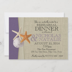 Invitation Dîner de répétition violet Ocean et Burlap