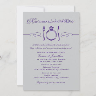 Invitation Dîner de répétition violette pour boire et être ma