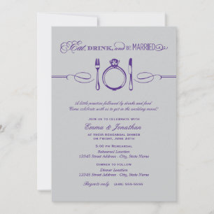 Invitation Dîner de répétition violette pour boire et être ma