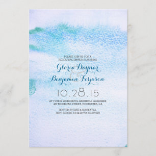 Invitation Dîner de répétition Watercolor Blue Ombre