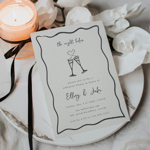 Invitation Dîner de répétition Whimsical Champagne Doodle