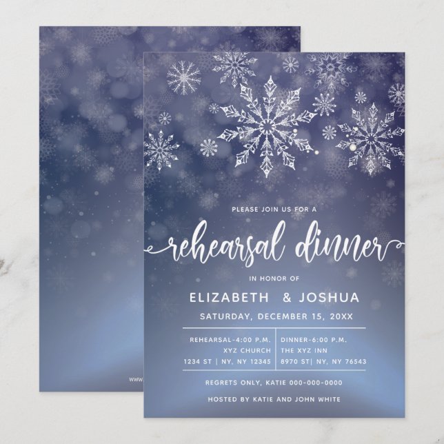 Invitation Dîner de répétition Winter Wonderland (Devant / Derrière)