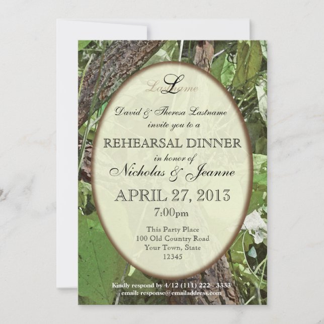 Invitation Dîner de répétition Woodland (Devant)