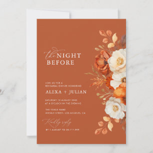 Invitation dîner de répétitions de mariages à fleurs d'automn