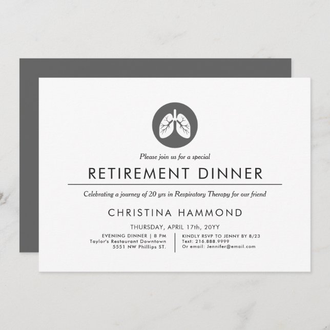 Invitation Dîner de retraite en pulmonologie | Style minimal (Devant / Derrière)