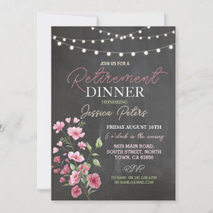 Invitation Dîner de retraite pour femmes fête rose florale