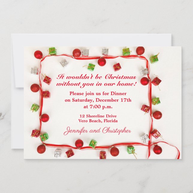 Invitation Dîner de ruban de Noël (Devant)