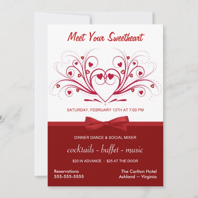 Invitation Dîner de Saint-Valentin - Style affaires (Devant)