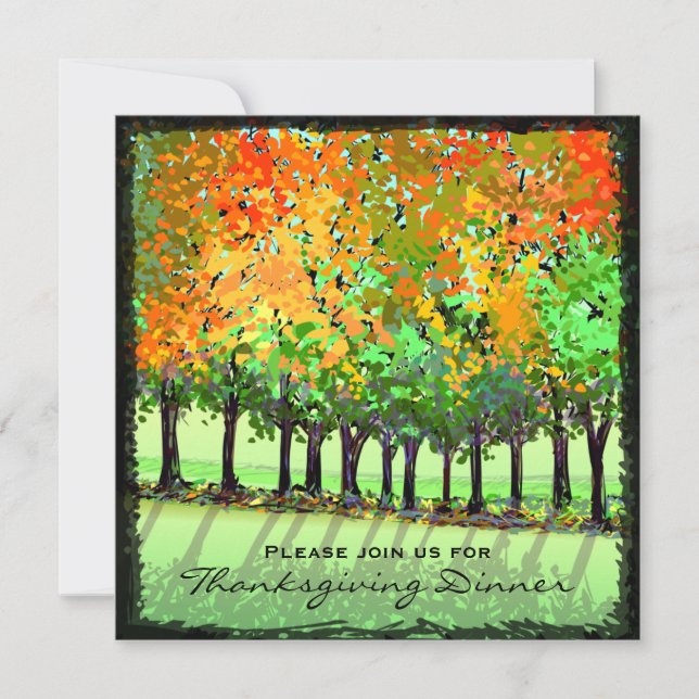 Invitation - dîner de thanksgiving - arbres (Devant)