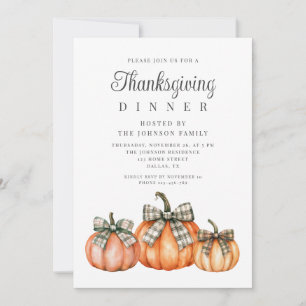 Invitation Dîner de Thanksgiving aux citrouilles élégantes