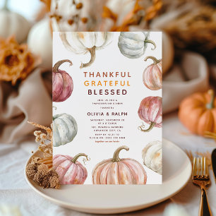 Invitation Dîner de Thanksgiving avec citrouille à l'aquarell