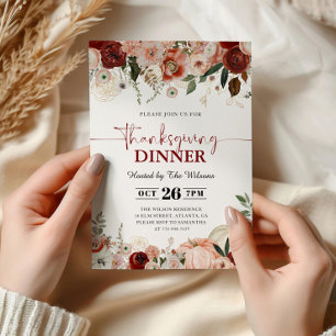 Invitation Dîner de Thanksgiving avec citrouilles d'automne