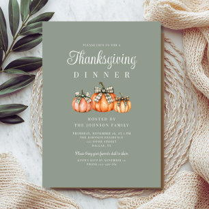 Invitation Dîner de Thanksgiving avec des citrouilles orange