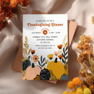 Invitation Dîner de Thanksgiving avec feuillage d'automne lum