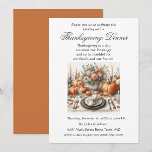 Invitation Dîner de Thanksgiving avec la famille et les amis 
