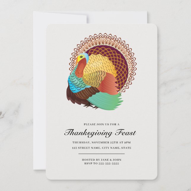 Invitation Dîner de Thanksgiving avec la Turquie (Devant)