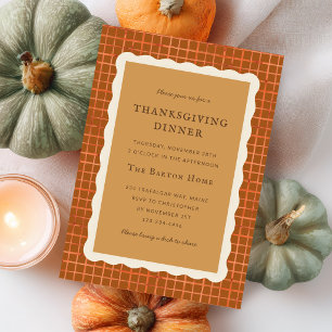 Invitation Dîner de Thanksgiving avec tarte à la citrouille a