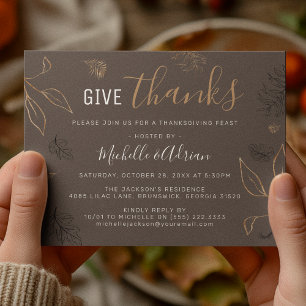 Invitation Dîner de Thanksgiving Botanique Élégant