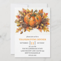 Dîner de Thanksgiving Citrouille & Feuilles d'Auto