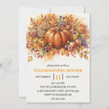 Dîner de Thanksgiving Citrouille & Feuilles d'Auto
