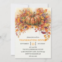 Dîner de Thanksgiving Citrouille & Feuilles d'Auto