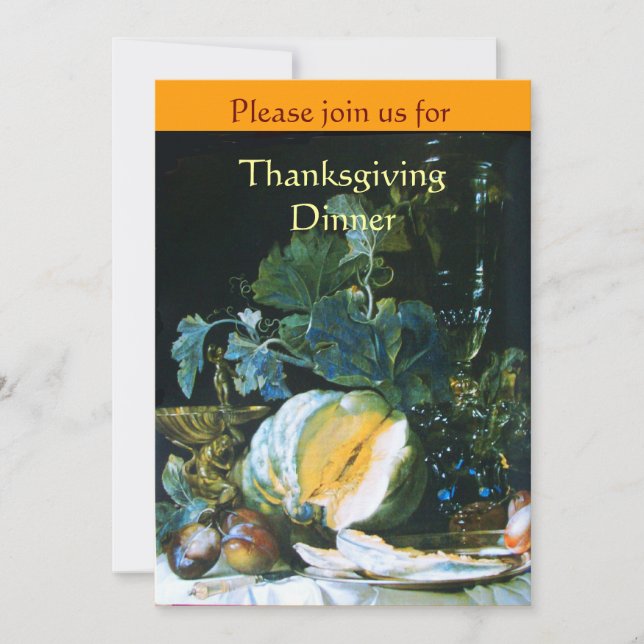 INVITATION DÎNER DE THANKSGIVING CITROUILLE, FRUITS ET VERRER (Devant)