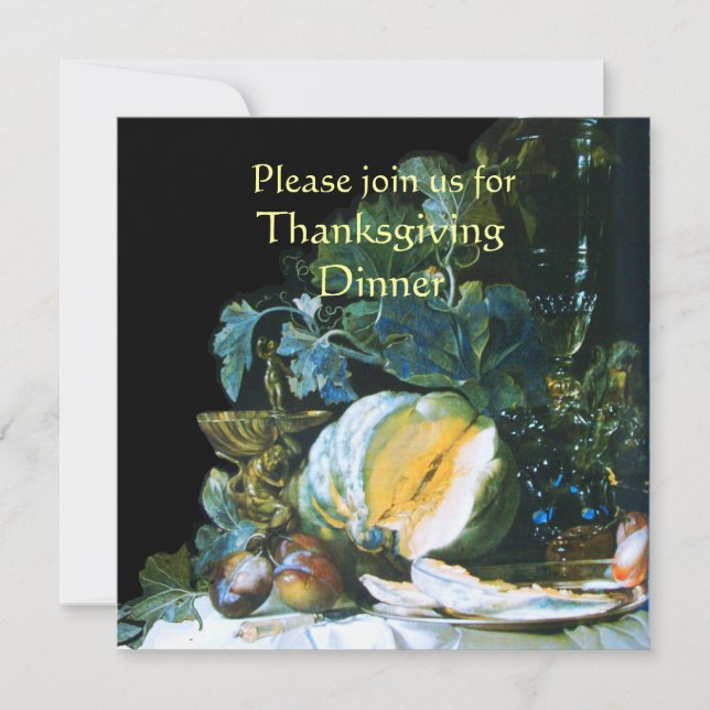 INVITATION DÎNER DE THANKSGIVING CITROUILLE, FRUITS ET VERRER (Devant)