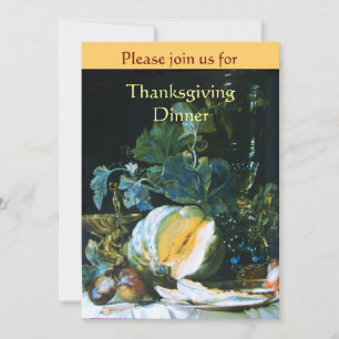 INVITATION DÎNER DE THANKSGIVING CITROUILLE, FRUITS ET VERRER