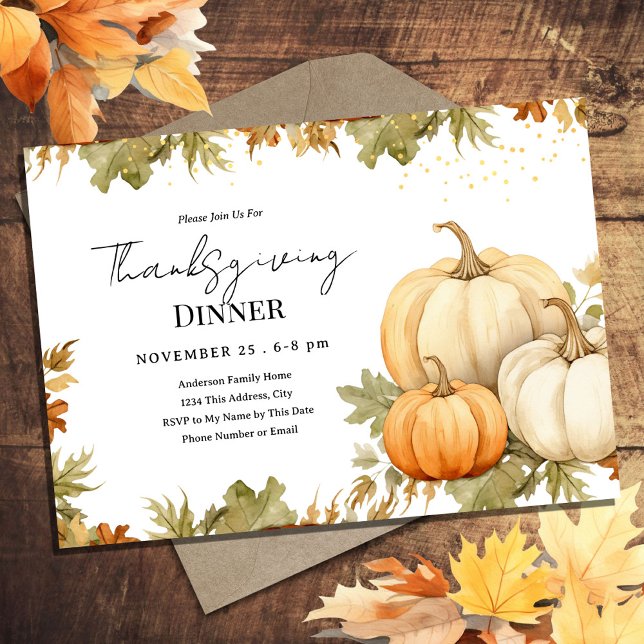 Invitation Dîner de Thanksgiving Citrouille Harvest (Créateur téléchargé)