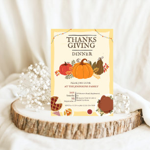 Invitation Dîner de Thanksgiving de la dinde rustique à la ci