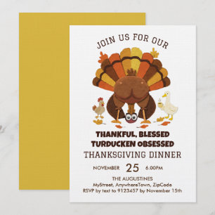 Invitation Dîner de Thanksgiving drôle de Turducken