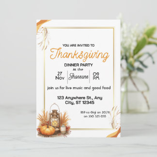 Invitation Dîner de Thanksgiving élégant