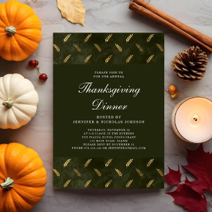 Invitation Dîner de Thanksgiving élégant avec du maïs vert
